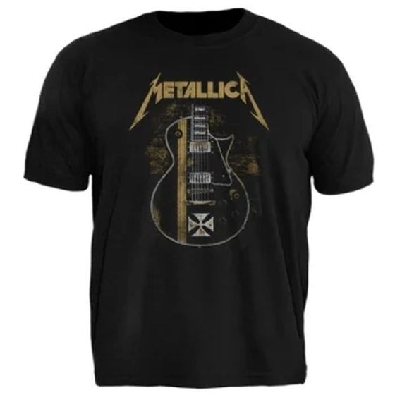 Camiseta Plus Size Metallica Hetfield Iron Cross Guitar