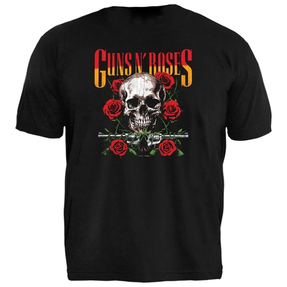 Camiseta Plus Size Guns N' Roses Skull N' Roses