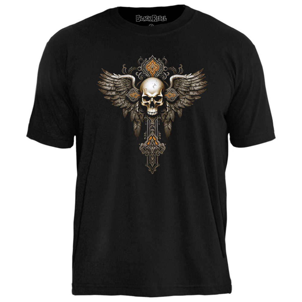 Camiseta Skull, Cross, Wings
