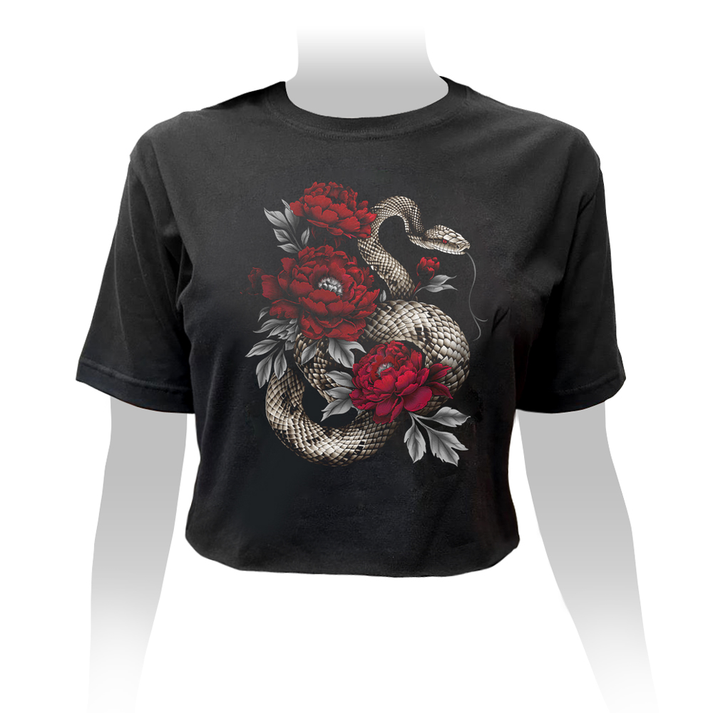 Cropped Floral Viper Tattoo