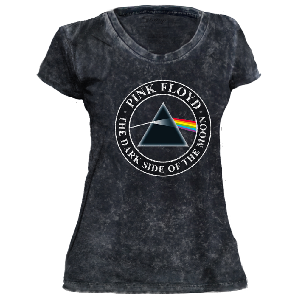 Camiseta Feminina Tie Dye Pink Floyd The Dark Side Of The Moon
