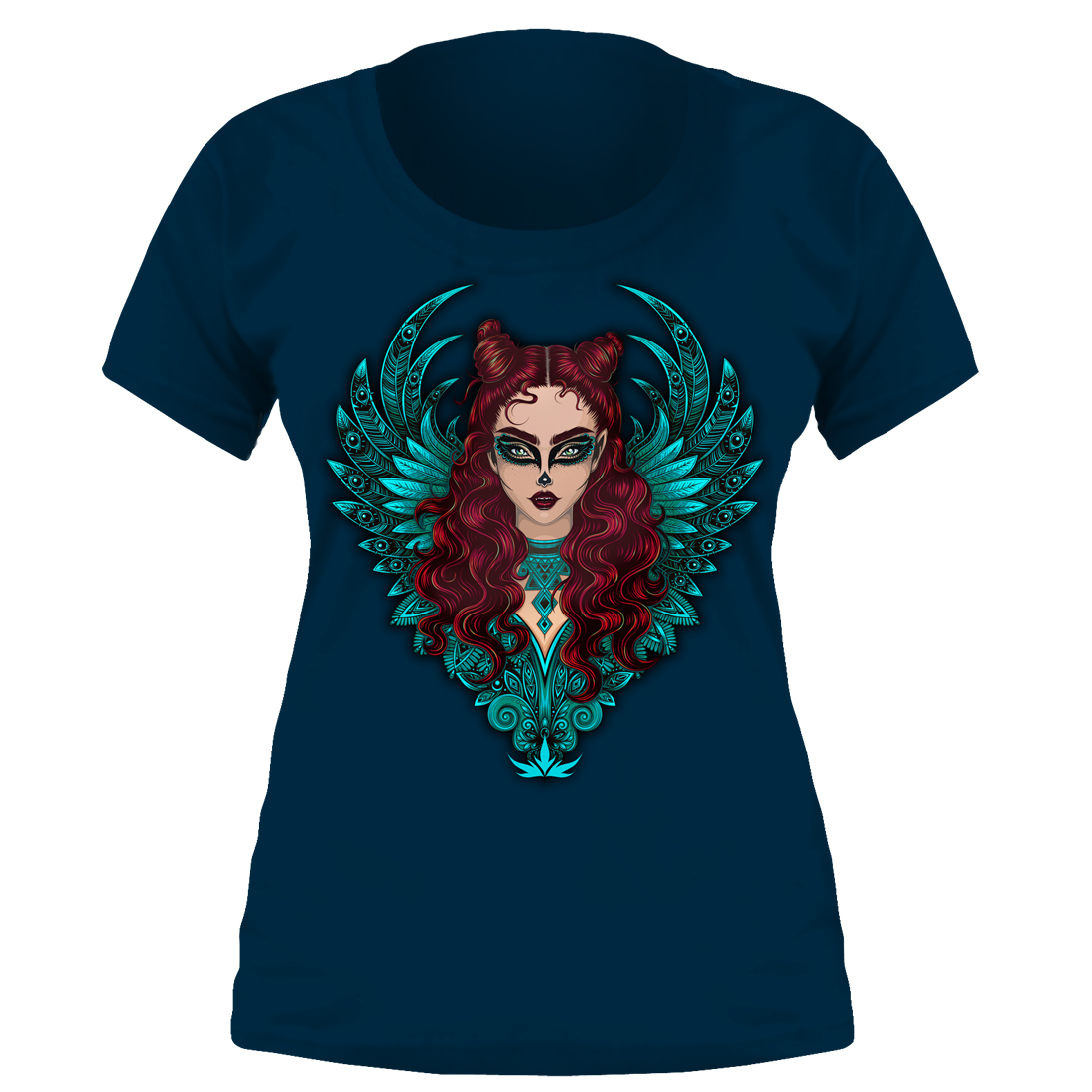 Camiseta Feminina Catrina com Asas Azuis
