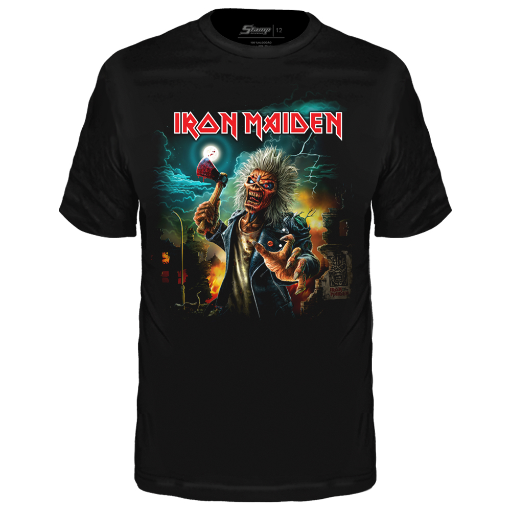 Camiseta Infantil Iron Maiden Axe Eddie