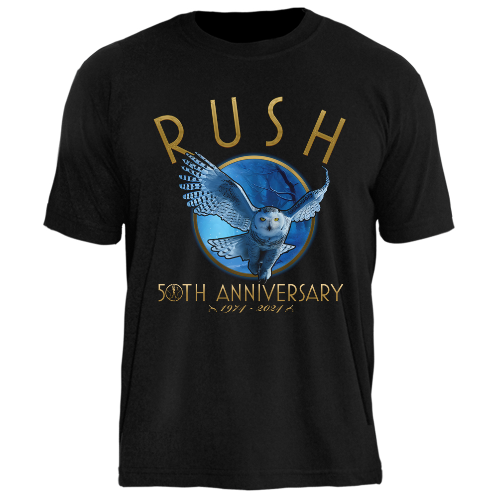 Camiseta Rush 50 Th Anniversary Fly by Night Owl