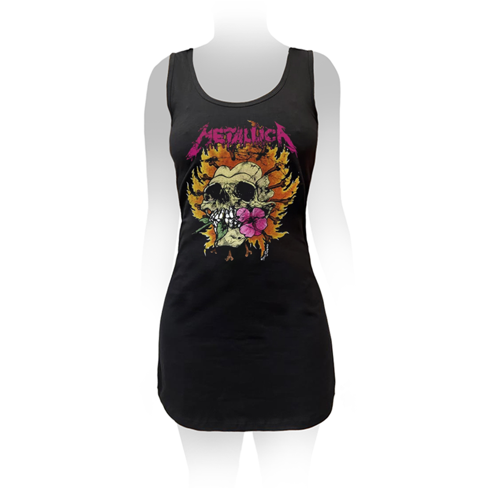 Vestido Metallica Flower Skull