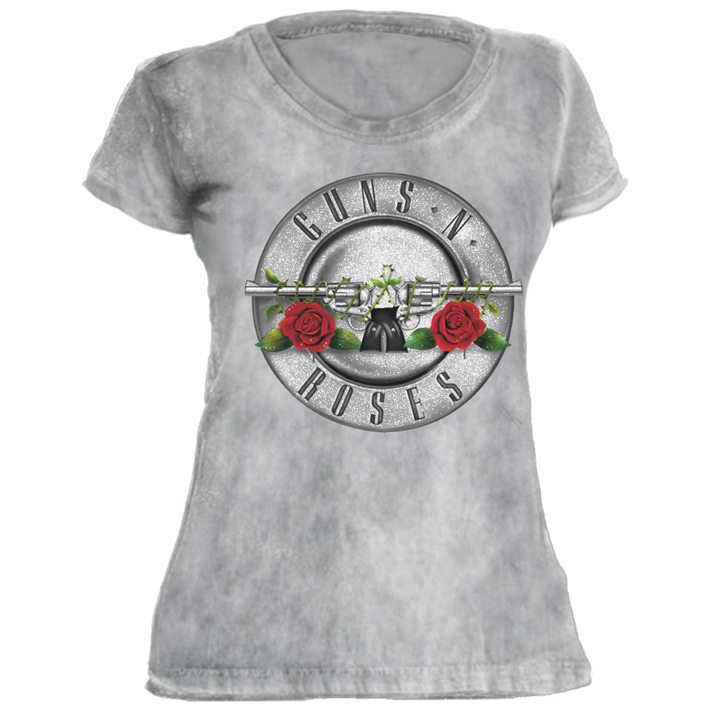 Guns N Roses T Shirt Classic Bullet Logo Ufficiale Da Donna Nuovo Nero Skinny 115524346